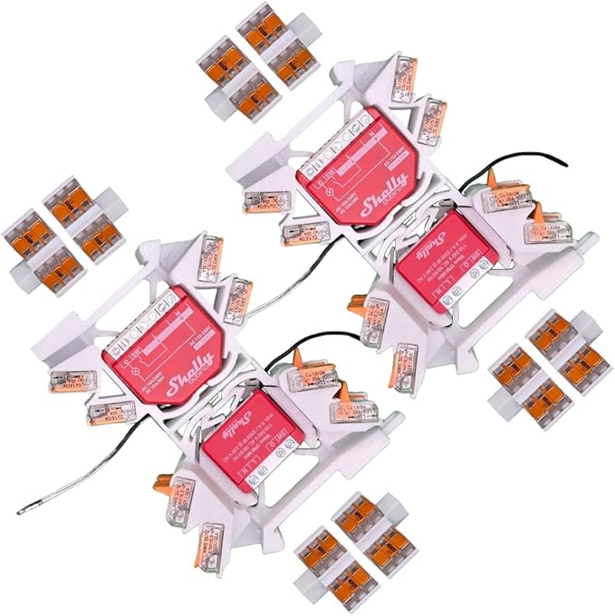 Shelly 4x Hutschienenhalter mit Mini-Adapter Erweiterung